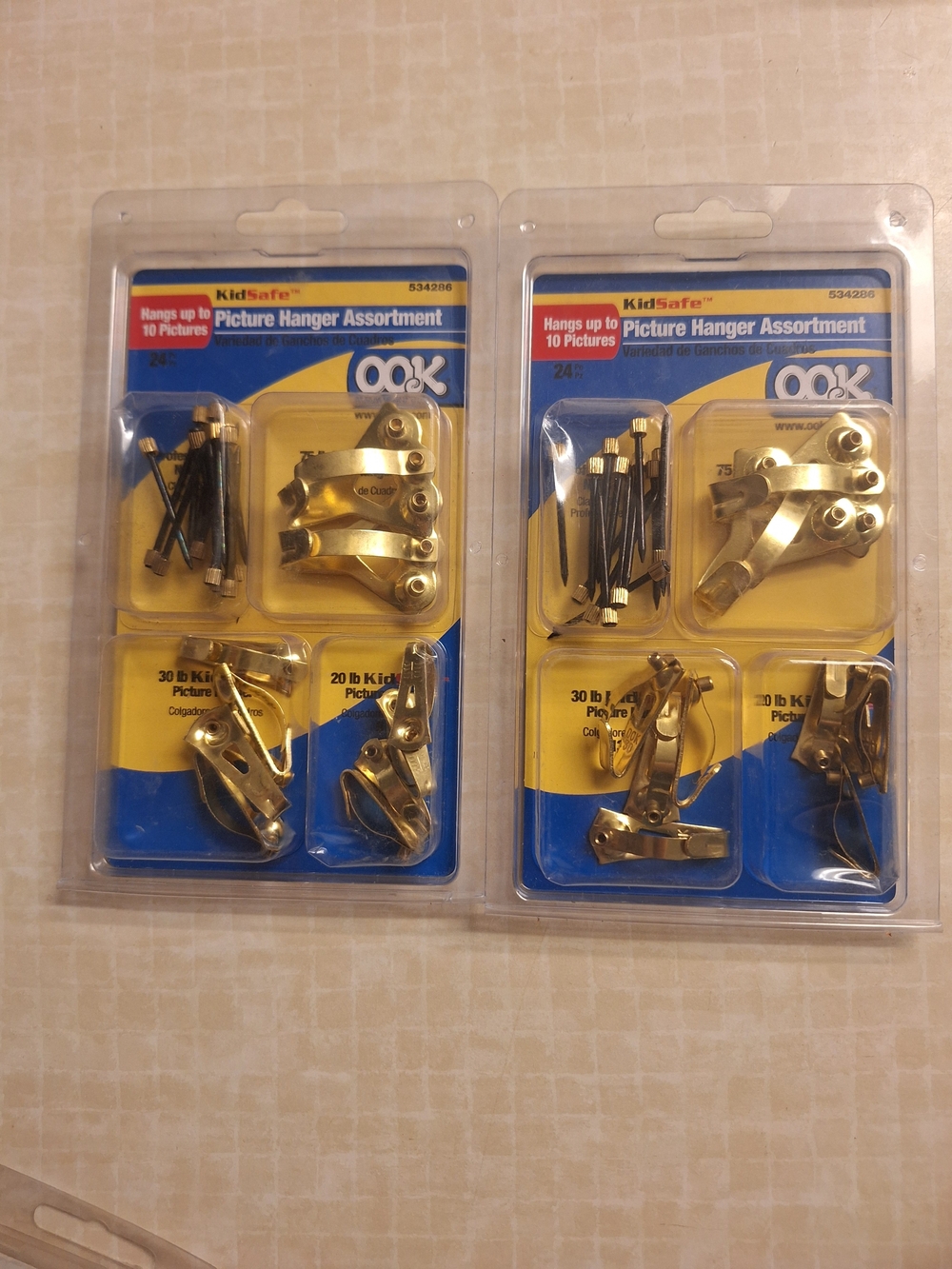 KidSafe Picture Hanger Assortment - Brass Finish (2 Packs)